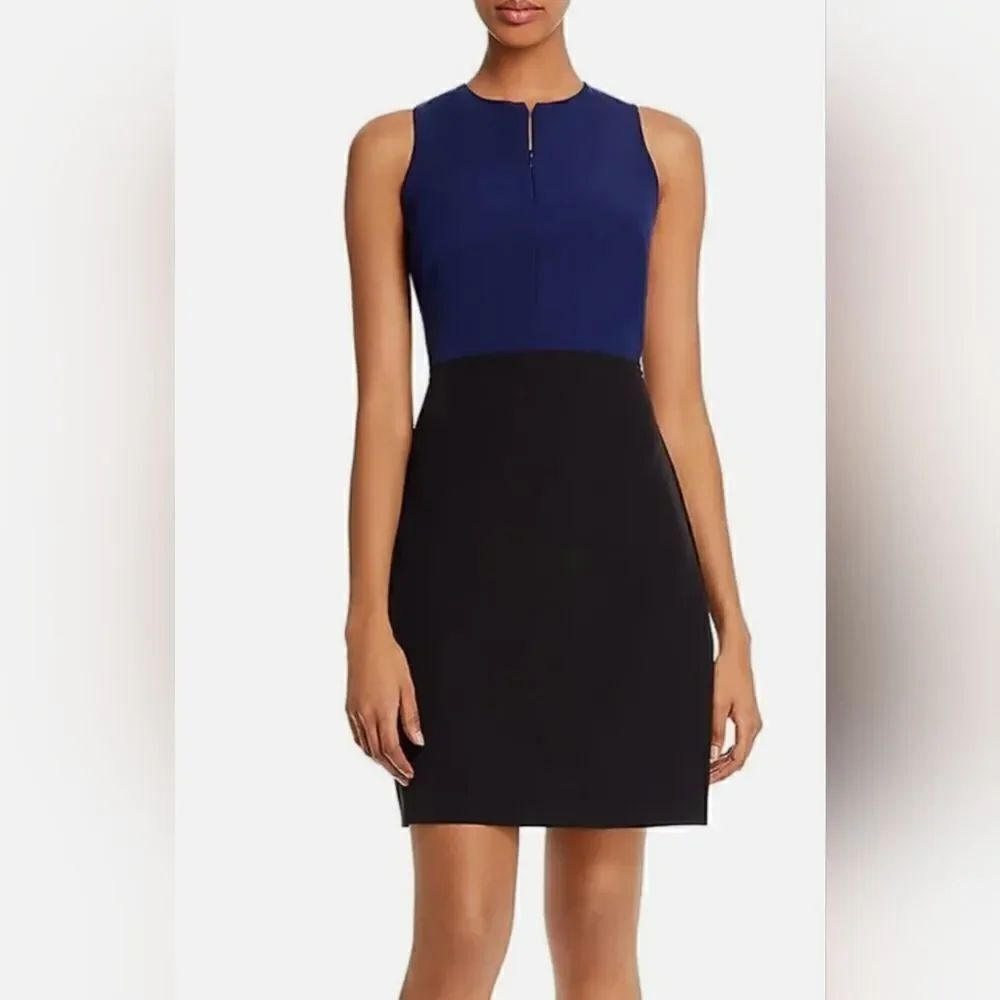 SAM EDELMAN Womens Stretch Double Zipper Sheath Dress. NWT size 10 blue/black.